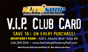 Nutrishop Monterey Park VIP Club Card